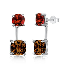 Aetolia S925 Sterling Silver Diamond Sparkling 2 Stone Red Leopard Print 5A Zirconia 5Ct Party Wedding Bridal Stud Earrings For Women