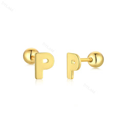 Aetolia Hypoallergenic 18k Gold Earrings Jewelry 925 Sterling Silver Screw Earrings Statement Alphabet Initial Letter Earring