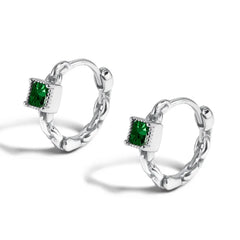 Aetolia 925 Sterling Silver Simple Minimalist Design Silver 18K Gold Plated Green 5A Cubic Zirconia Hoop Earrings for Women