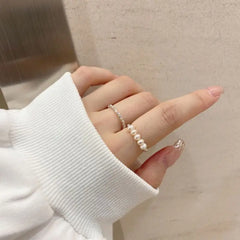 Aetolia Stylish Personalized Design New Arrival 925 Sterling Silver Fresh Water Pearl Broken Beaded Silver Daily Wear Rings for women