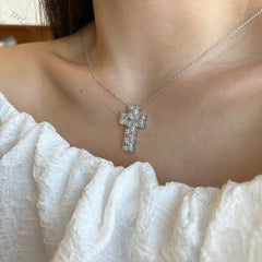 Aetolia Joyas De Plata Jesus Men Chunky Pendant Women Necklace Zirconia Jewelry Couple Dainty 925 Sterling Silver Cross Necklace