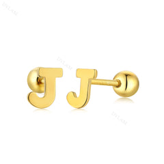 Aetolia Hypoallergenic 18k Gold Earrings Jewelry 925 Sterling Silver Screw Earrings Statement Alphabet Initial Letter Earring