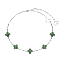 Aetolia Manufacturer 5A CZ S925 Silver Jewelry Set Onyx Emerald Link Chain Bracelet Femme Four Leaf Clover Bracelets Women Man