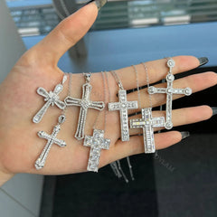 Aetolia Christian Gifts Crucifix Religious Jewelry Cross Necklace Big Cross Necklace White Gold Plated Cross Pendant Necklace