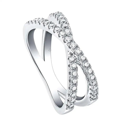 Aetolia Fashion Solid Ring for Women Cross X Shape Exquisite Party Cocktail Ring Zirconia Micro Paved Silver Jewelry women