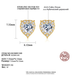 Aetolia 925 Sterling Silver 18K Gold Plated Trendy Heart Halo Stud Earrings SE20091509