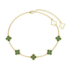 Aetolia High Quality S925 Silver Four Leaf Clover Lucky Bracelet Adjustable 18K Gold Plated Cz Jewelry Emerald Bracelets Women