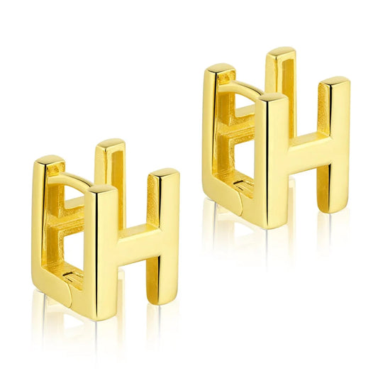 Aetolia Trendy Sterling Silver Letters H Earrings Cute Stud 18K Gold Women Plated 925S Golden Letter small Ear rings