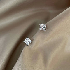 Aetolia 100% Silver S925 stud earrings square 5A zircons for women wedding