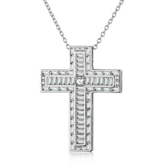 Aetolia wholesale INS Hot Women long Chains Rhodium Plated 5A square CZ cubic zircon Necklaces Sterling Silver 925 Cross Necklace