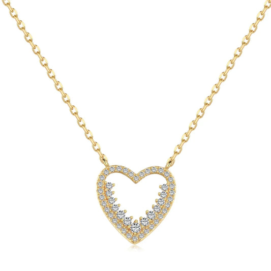 Aetolia Luxury 925 Sterling Silver Wedding Jewelry 18K Gold Plated Necklace Cz Zirconia Love Heart Brand Design Necklaces Women