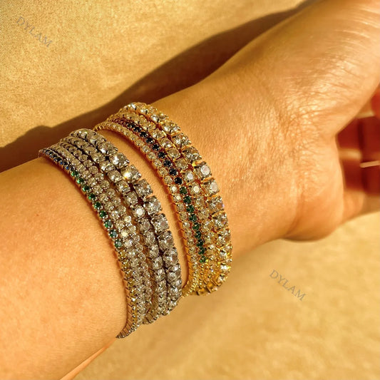 Aetolia Multi Color 5A 18k plated Cubuic Zircon Iced Out Bling Full Stones 925S Sterling Silver Women CZ Tennis Gold Bracelets