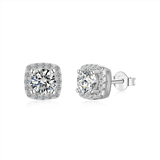 Aetolia 7.2mm 5AAAAA CZ stone engagement iced out square shaped stud earring jewellery wedding real 925 sterling silver earrings