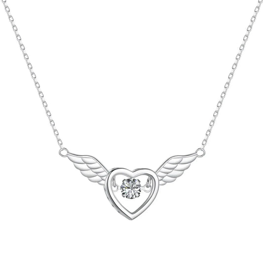 Aetolia Dropshipping 925 Sterling Silver Cubic Zircon Heart Pendant Necklace Wings Chainnecklaces For Women Birthday Gift Jewelry