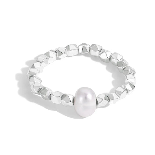 Aetolia Hypoallergenic Trendy Fine Jewelry 925 Sterling Silver ring Fresh Water Pearl Beaded Broken Daily Wear Rings for women