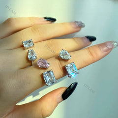 Aetolia New Arrivals Same As Jenner 8A Cz Ice Flower Cut S925 Sterling Silver Rhodium Plated Adjustable Rings