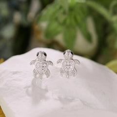 Aetolia Custom Hypoallergenic Nickel Free 925 Sterling Silver earring Sea Turtle Kid Children Circle 5A Cubic Zirconia Stud Earrings