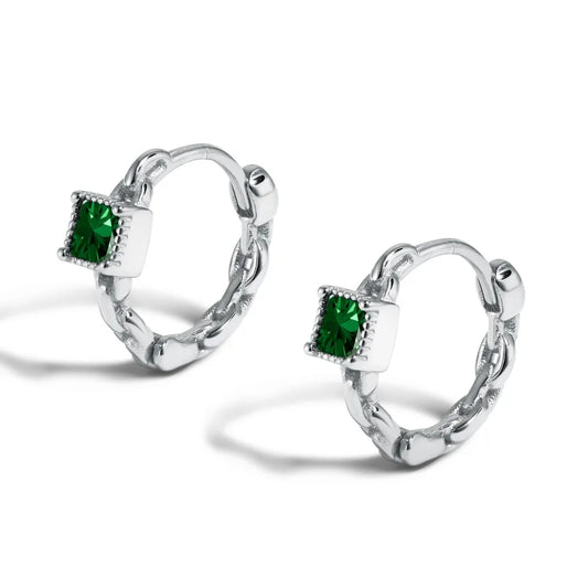 Aetolia 925 Sterling Silver Simple Minimalist Design Silver 18K Gold Plated Green 5A Cubic Zirconia Hoop Earrings for Women