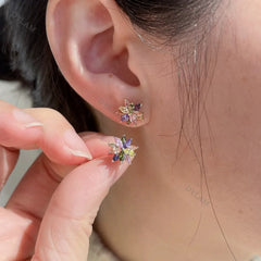 Aetolia Flower Earrings Silver Sterling Stud Earring Opal Hawaiian Plumeria Earings Korean Female Fashion Wild Asymmetric Daisy