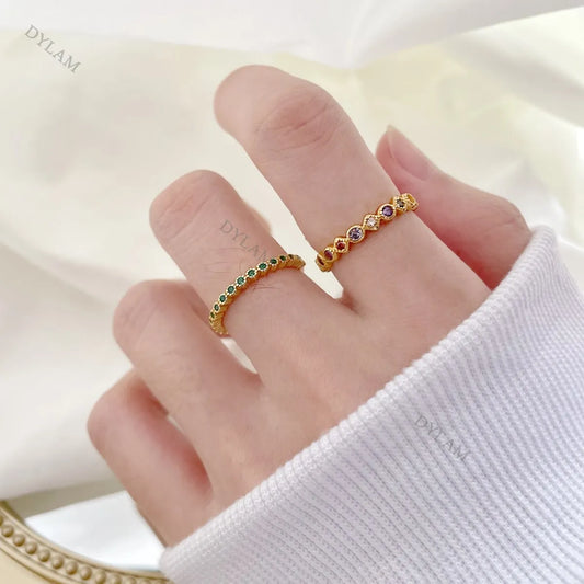 Aetolia Christmas Pave Rings Love U Heart Ring Eternity Jewelry Women 925 SilverRing Gold 18K Eemal Rings