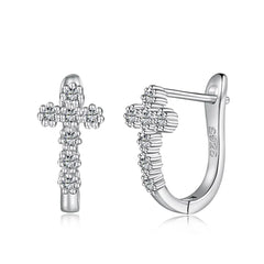 Aetolia 925 Sterling Silver Cz Earring Turquoise Cross Ear Fine Jewelry U-Shaped Stud Hoop Earrings Jewelry Women Wedding Gift