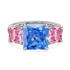 Aetolia In Stock Ice Cut Custom 925 Sterling Silver Jewelry Cz Cubic Zirconia Ring Square Pink Blue Sapphire Rings Jewelry Women