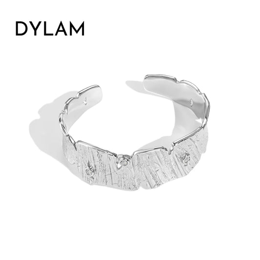 Aetolia New Arrival Irregular Bark Texture Jewelry 925 Sterling Silver Bracelet Hollow Diamond Opening Bracelets Bangles For Women