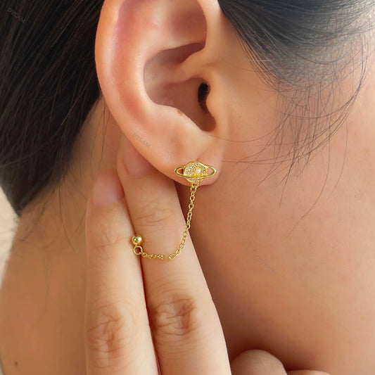 Aetolia Top Selling Fancy Customize Women Jewelry Delicate CZ 18k Gold Plated Drop Hoop Huggie Dangle Link Chain Earrings
