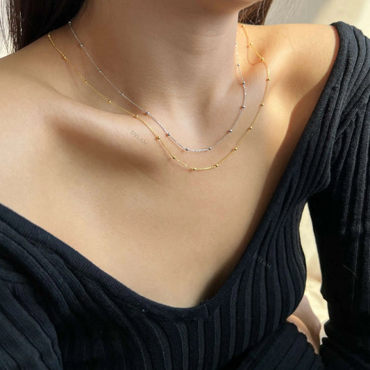 Aetolia Plata 925 Trendy Silver 925 Jewelry Necklace Custom 925 Sterling Silver Gold Chain 18k Gold Plated Beaded Thin Necklace