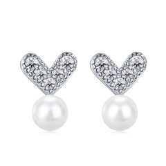 Aetolia 925 Women Statement Earring Set Korean Fashion Pearls Knot Sterling Silver Tiny Trend Zircon Cherry Stud Gold Heart