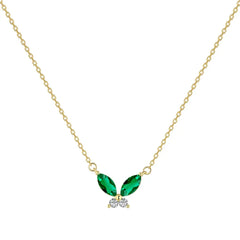 Aetolia Non Tarnish Free Waterproof Choker Jewelry Cubic Zircon 18K Gold Plated Necklace 925 Silver Red Green Butterfly Necklaces Women