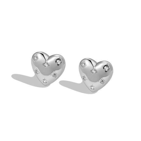 Aetolia Cute Heart Shaped S925 Sterling Silver Stud Earring Cz Zirconia 18K Gold Plated Star Zircon Love Stud Earrings For Women