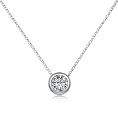 Aetolia Minimalism Round Cubic Zirconia Necklace Jewelry Set Charm Pendent Silver 925 Chain Link Zircon Necklaces For Women