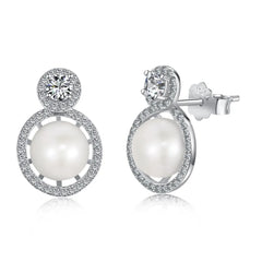 Aetolia New Arrival White Cz Cubic Zirconia Freshwater Pearl Stud Earring Wholesale 925 Sterling Silver Stud Earrings For Women Girl