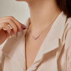 Aetolia Minimalism 925 Sterling Silver Pendant Necklace Jewelry V Shape Colorful Cz Cubic Zircon Charm Necklaces For Women