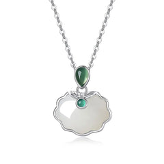 Aetolia Ancient S925 Sterling Silver 18K Gold-Plated Hotan Jade Necklace Female Lock Bag Pendant Chain Necklaces For Women Gift