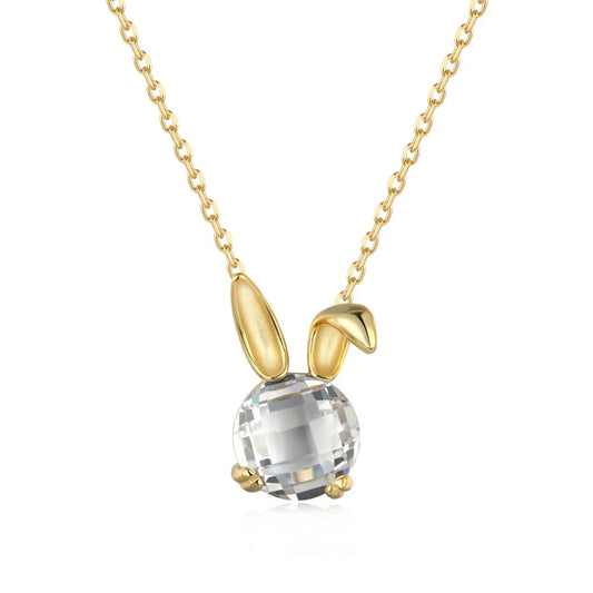 Aetolia Cute Design Fine Jewelry Natural Rouge Rabbit Animal Pendant Necklace 925 Sterling Silver 18K Gold Plated Necklaces