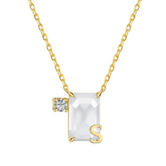 Aetolia Initial Letter A-Z Sparkle Joias Corrente De Prata 925 Sterling Silver Cubic Zirconia Necklace Adjustable Necklaces For Women