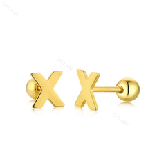 Aetolia Hypoallergenic 18k Gold Earrings Jewelry 925 Sterling Silver Screw Earrings Statement Alphabet Initial Letter Earring