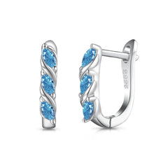 Aetolia Wholesale 925 Sterling Silver Sapphire Earring Women Ear Buckles Luxury Blue Stone Cz Zirconia U-Shaped Earrings For Women