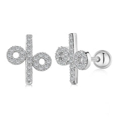 Aetolia Cutie Rhodium Thick Plated 5AAAAA Cubic Zircon Inlay Earrings 925 Silver Ball Stud Screw Earring for Baby