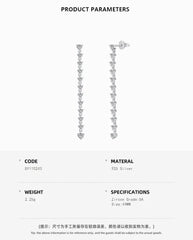 Aetolia Heart 18K Gold Jewelry Cz Cubic Zirconia Chain Triangle Tassel Stud Earring S925 Sterling Silver Drop Earrings For Women