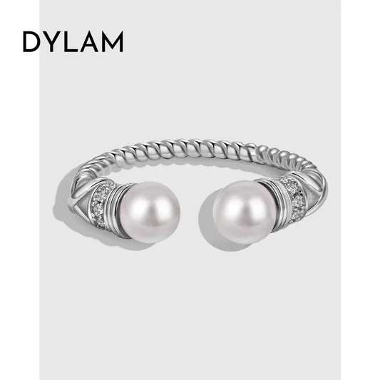 Aetolia Minimalist Oem Odm Vintage S925 Sterling Silver Twisted Open Adjustable Ring Luxury Shell Pearl Rings Jewelry For Women