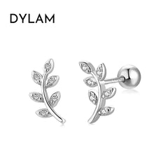 Aetolia Wholesale Cheap Children Safety Screw Back Locking Sterling Silver Rose Gold Plated Mini Crystal Leaves Stud Earrings