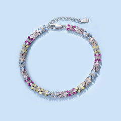 Aetolia Marquise Butterfly S925 Sterling Silver Bracelet Jewelry Set Cubic Zirconia Pink Stone Diamond Tennis Bracelets Women