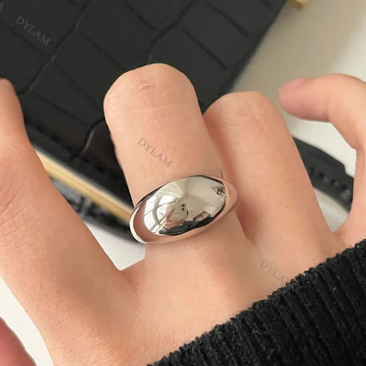 Aetolia luxury real 925 silver adjustable punk ring baguette sterling silver rings hollow base open size chunky ring silver