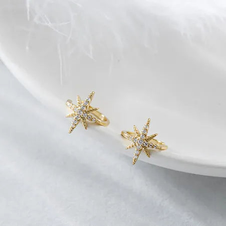 Aetolia Wholesale 925 Sterling Silver Earrings Gold Plated Zircon Ear Cuff Fine Jewelry Elegant Dainty Star Earring