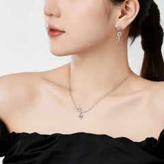 Aetolia Exquisite Elegant S925 Silver Long Tassel Bow Knot Dangle Earring Cz Zirconia Pendant Pink Heart Stud Earrings For Women