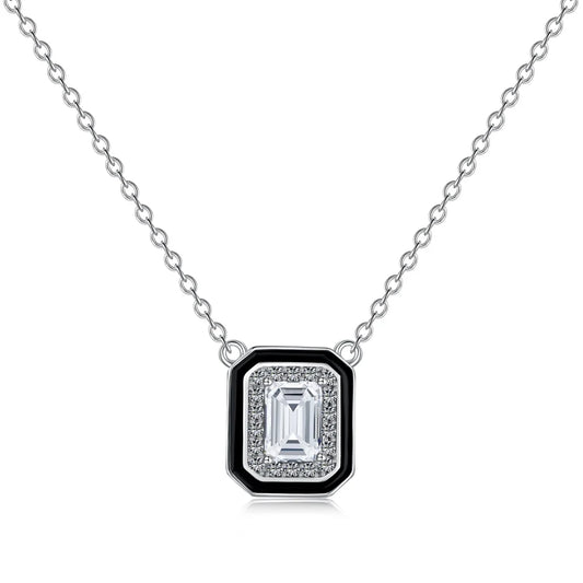 Aetolia Trendy Statement Black Cz Cubic Zirconia Square Necklace Elegant Sterling Silver 925 Women Zircon Necklaces Jewelry Set