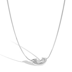 Aetolia Retro Chunky Round Snake Bone Chain U-Shaped Lock Pendant Necklace Waterproof S925 Sterling Silver Necklaces For Women